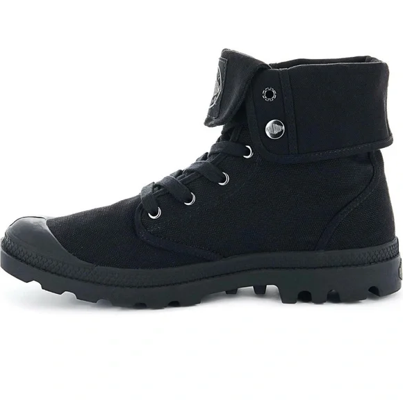 Palladium Baggy Boots Men’s US Black Combat Lace-Up High Top Canvas Fold Down - Picture 2 of 7